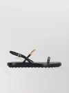 Tod's Flat Leather Sandals With Gold Metal Detail