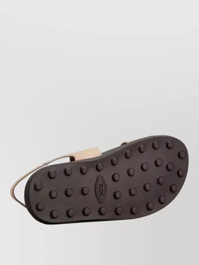 Tod's Flat Sandals Gold Tone Hardware Straps In Neutral