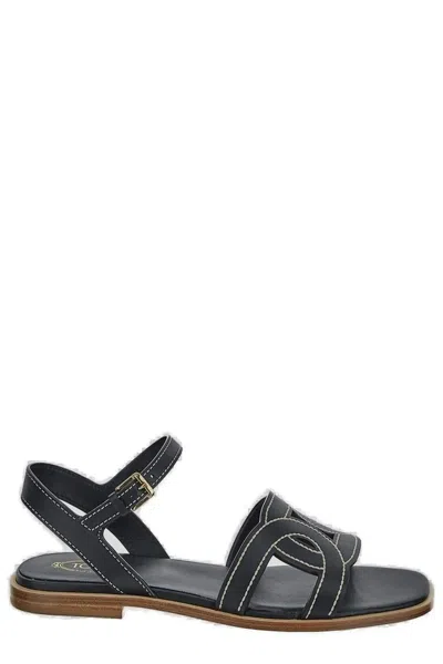 Tod's Tods Flat Sandals In Black Leather