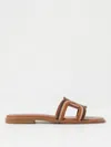 Tod's Colorblock Leather Chain Flat Sandals In Beige