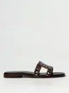 Tod's Chain Link Flat Leather Sandals In Black