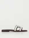 Tod's Logo Strap Slide Sandals In White