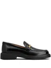 Tod's Black Loafers With Logo Plaque In Leather Woman