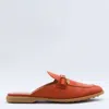 Tod's Orange Solid Sabots Slides In Brown