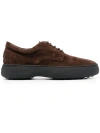 Tod's Logo-embroidered Suede Derby Shoes In Brown