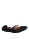 Tod's Ballerina Shoes Suede Gommini Accents In Black