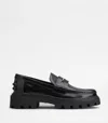 Tod's Calfskin Lug-sole Penny Loafers In Black