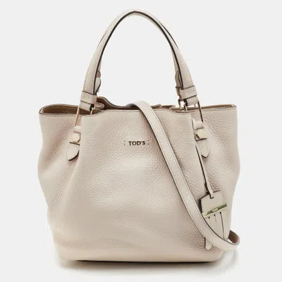 Pre-owned Tod's Flower Beige Leather Tote