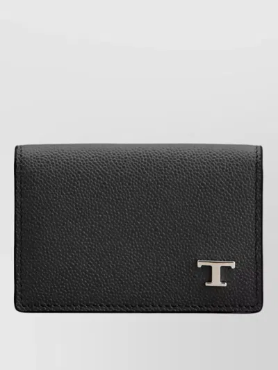 Tod's Fold Over Card Holder Textured Leather