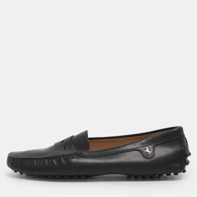 Pre-owned Tod's For Ferrari Black Leather Slip On Loafers Size 39