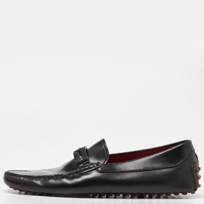 Pre-owned Tod's For Ferrari Black Leather Slip On Loafers Size 39.5