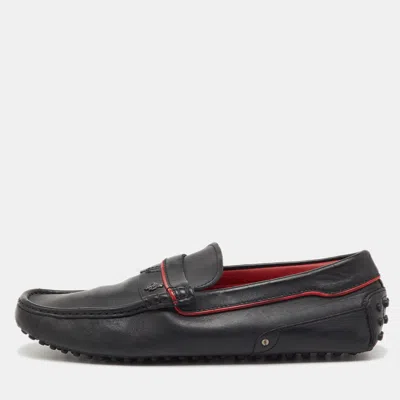 Pre-owned Tod's For Ferrari Black Leather Slip On Loafers Size 41