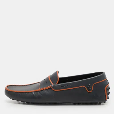 Pre-owned Tod's For Ferrari Blue/orange Leather Penny Loafers Size 39.5