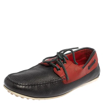 Pre-owned Tod's For Ferrari Navy Blue/red Leather Lace Loafers Size 41