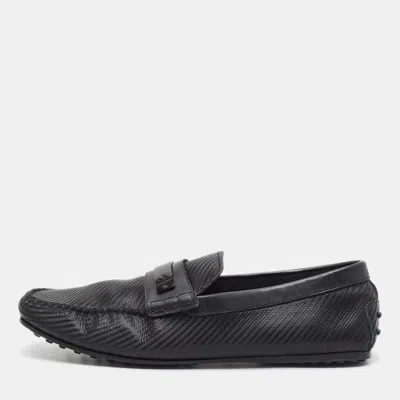 Pre-owned Tod's For Ferrari Size 44 Black Leather And Synthetic Driver Loafers