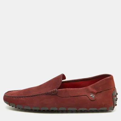 Pre-owned Tod's For Ferrari Slip On Loafers Size 39.5 In Burgundy