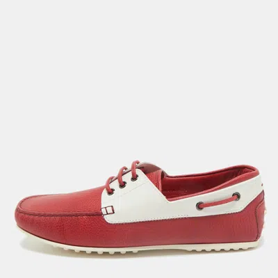 Pre-owned Tod's For Ferrari Two Tone Leather Boat Shoes Size 42