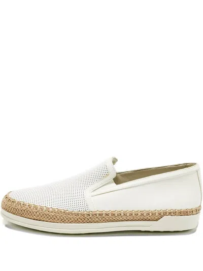 Pre-owned Tod's Francesina Leather Espadrille Sneakers In White