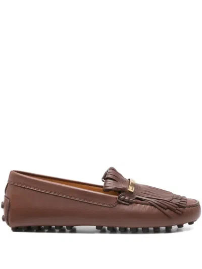 Tod's Fringe-detail Loafers In Brown