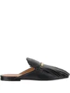 Tod's Embellished Fringed Leather Slippers In Black