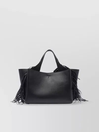 Tod's Fringed Leather Shoulder Bag With 2 Handles