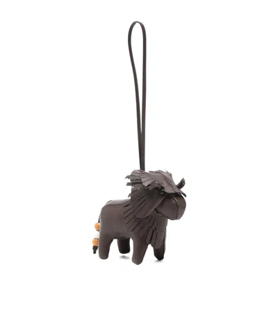 Tod's Fringed Lion-motif Keyring In Black