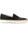 Tod's Fringed Slip On Espadrilles In Black