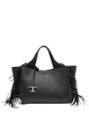 Tod's Fringed Tote Bag In Black