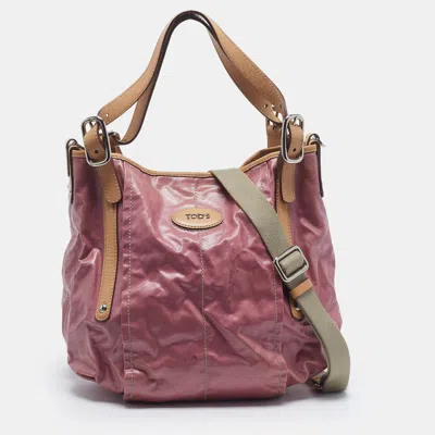 Pre-owned Tod's G-line Easy Sacca Pink Glazed Coated Canvas Tote