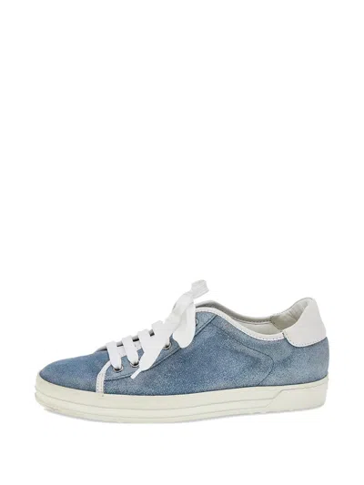 Pre-owned Tod's Glitter Suede Sneakers In Blue