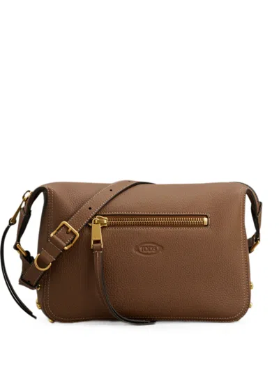 Tod's Metal Dots Mini Leather Crossbody Bag In Brown