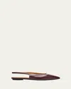 Tod's Gold-tone Bar Leather Slingback Flats In Brown