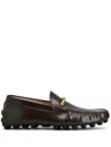 Tod's Gold-tone Logo Engraved Loafers In Brown