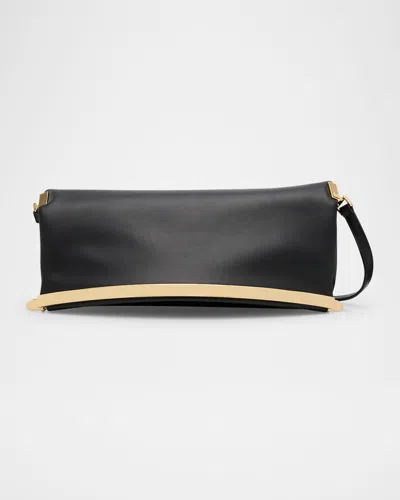 Tod's Golden Flap Leather Shoulder Bag In Nero