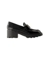 Tod's Shiny Leather Logo Buckle Chunky Loafers In Black