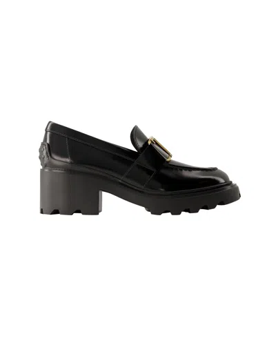 Tod's Black Patent Leather Buckle Loafers In Multi