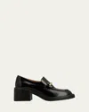 Tod's Gomma Leather Block-heel Loafers In Black