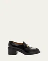 Tod's Gomma Leather Block-heel Loafers In Black