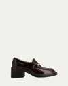 Tod's Gomma Leather Block-heel Loafers In Brown