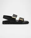 Tod's Women Sandal With Two Leather Straps In Black