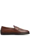 Tod's Gomma Leather Mocassin Loafers In Brown