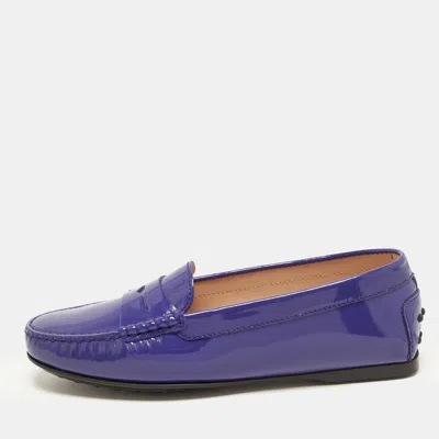 Pre-owned Tod's Gomma Size 36 Blue Patent Leather Driver Loafers