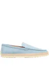 Tod's Gomma Suede Sole Leather Loafers In Blue