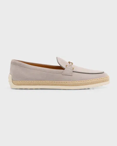TOD'S GOMMA SUEDE T-RING ESPADRILLE DRIVER LOAFERS