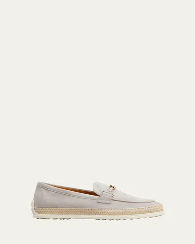 TOD'S GOMMA SUEDE T-RING ESPADRILLE LOAFERS