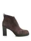 Tod's Round-toe Lace-up Ankle Boots In Brown