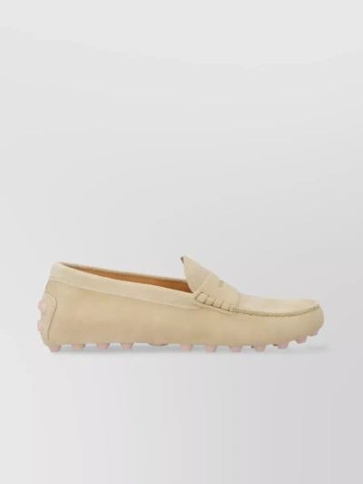 Tod's Gommini Calf Leather Almond Toe Slip-on Loafers In Cream