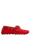 Tod's Gommino Leather-trimmed Suede Boat Shoes In Red