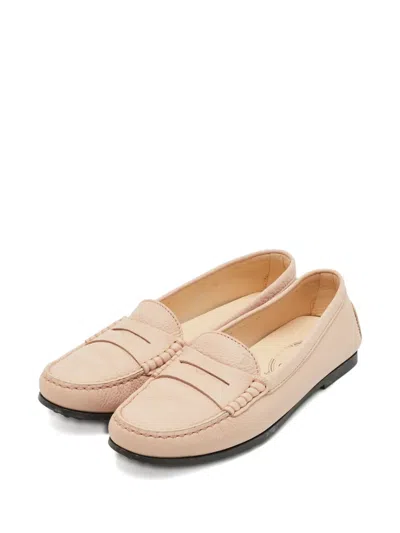 Pre-owned Tod's Gommini Leather Driver Loafers In Neutral