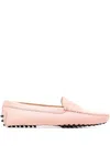Tod's Grained Leather Gommino Driving Shoes In Pink